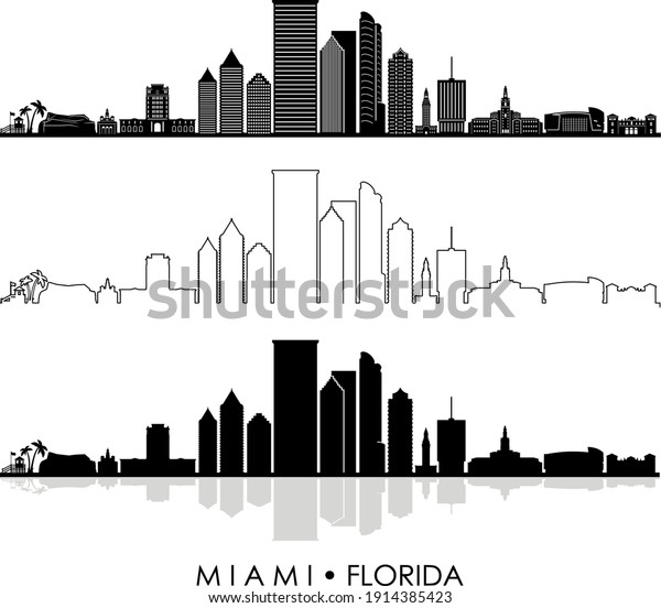 Miami Florida Skyline City Silhouette Stock Vector (Royalty Free ...