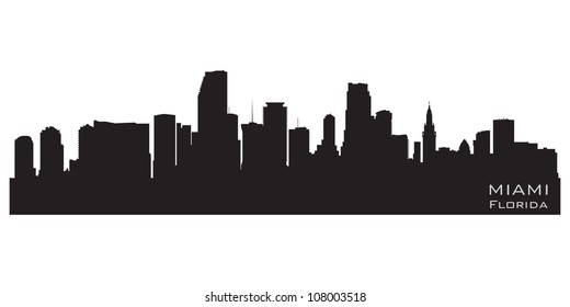 Miami, Florida Skyline. Detailed Vector Silhouette