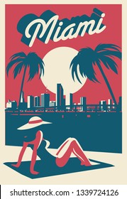 Miami Florida Skyline Postcard