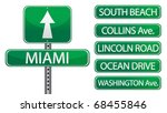 Miami Florida street signs isolated over a white background