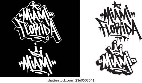 Miami Florida Text in Graffiti Tag Schriftart Stil. Graffiti-Text, Vektorgrafiken.