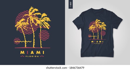 Miami Florida. T-shirt vector design, poster, print, template.