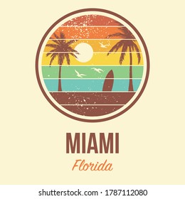 Miami Florida Tshirt Vector Graphic Retro 80's