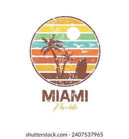 Miami Florida Tshirt Vector Graphic Retro 80's