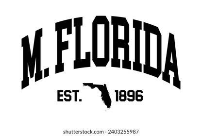 Miami Florida typography design with map vector. Editable college t-shirt design printable text effect vector	