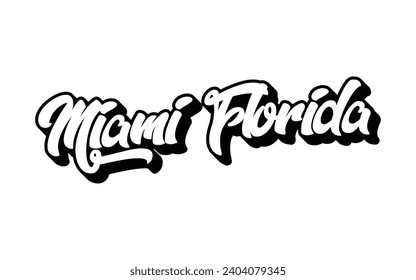 Miami Florida typography design with map vector. Editable college t-shirt design printable text effect vector	