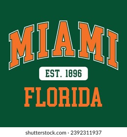 Miami Florida typography design vector, usa state shirt design vector. Jersey design vector, T-shirt design for usa 