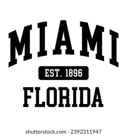 Miami Florida typography design vector, usa state shirt design vector. Jersey design vector, T-shirt design for usa 