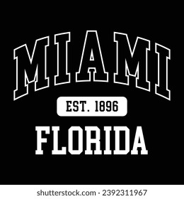 Miami Florida typography design vector, usa state shirt design vector. Jersey design vector, T-shirt design for usa 