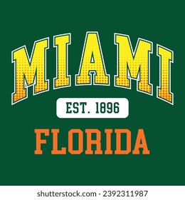 Miami Florida typography design vector, usa state shirt design vector. Jersey design vector, T-shirt design for usa 