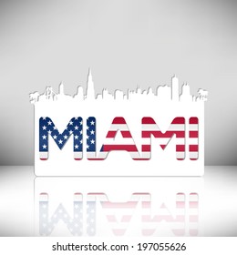 Miami Florida USA skyline silhouette vector design. Greeting card illustration.