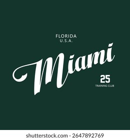 Miami Florida U.S.A. – Stylish Retro Typography Design for T-Shirt Print, Vector Illustration