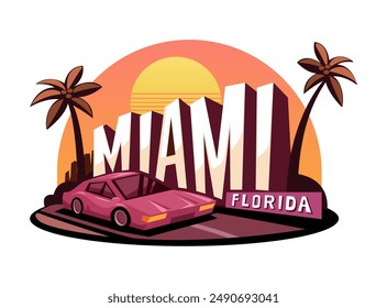 MIAMI Florida USA Reisemaskottchen Illustration Vektorgrafik