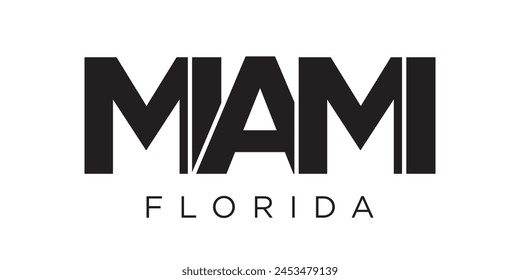 Miami, Florida, USA typography slogan design. America logo with graphic city lettering for print and web.