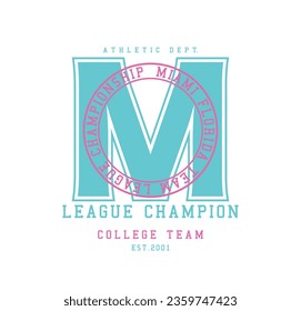 Miami Florida varsity college vintage typography. Vector illustration design for fashion graphics, t shirt, print, slogan tee, card, poster.