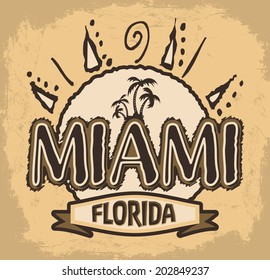 Miami - Florida - vector badge - emblem -vintage icon