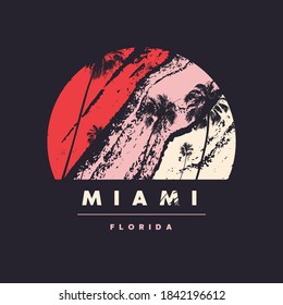 Miami Florida vector graphic t-shirt design, poster, print.