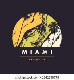 Miami Florida vector graphic t-shirt design, poster, print.