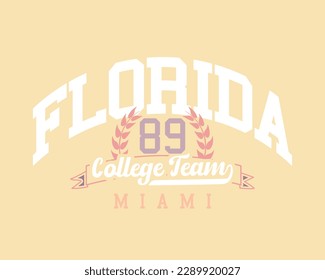 Tipografía vintage de Miami Florida. Diseño de ilustraciones vectoriales para gráficos de moda, camisetas, impresiones.