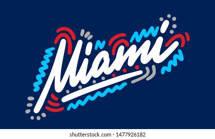 Miami handwritten city name.Modern Calligraphy Hand Lettering for Printing,background ,logo, for posters, invitations, cards, etc. Typography vector.