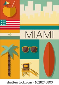 miami icon set illustration