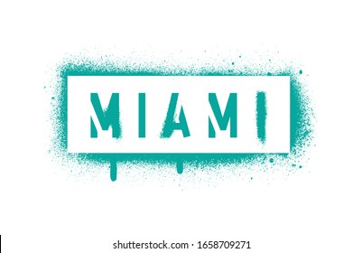 MIAMI inscription. Spray graffiti stencil isolated on White background.