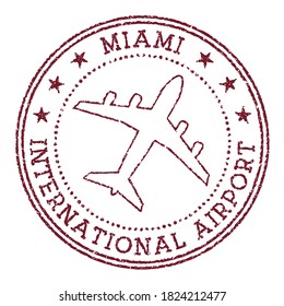 Miami International Airport stamp. Airport of Miami round logo. Vector illustration.