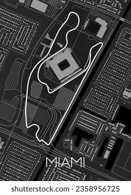 Miami International Autodrome Track Map for Poster Wall Art