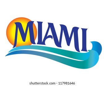 Miami International Cities vector illustration and hand lettering