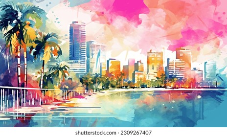 Miami Magic: A Coastal Watercolor Journey