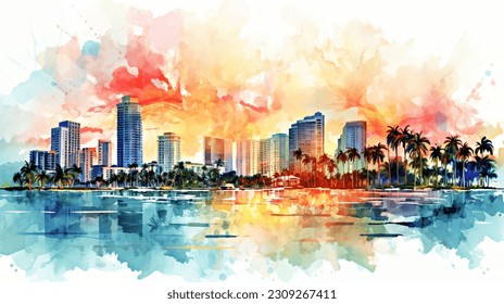 Miami Magic: A Coastal Watercolor Journey