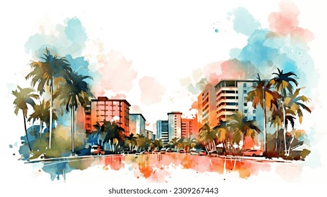 Miami Magic: A Coastal Watercolor Journey