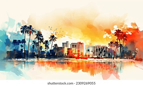 Miami Magic: A Coastal Watercolor Journey