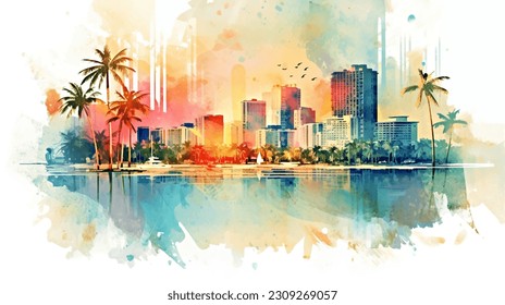 Miami Magic: A Coastal Watercolor Journey