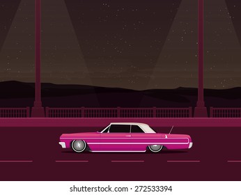 Miami night lowrider illustration 80s style