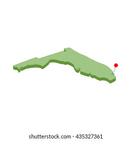 Miami on map of Florida icon, isometric 3d style