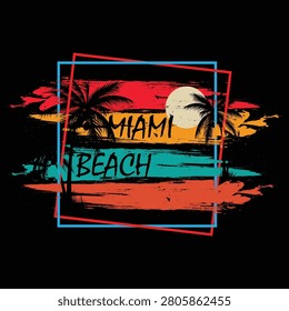 MIAMI PALM TREES VECTOR ILLUSTRATION