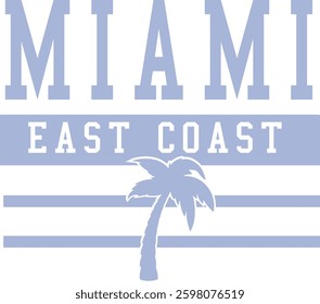 Miami palms stripe college  USA Trending Script Slogan Graphic Tee t-shirt logo artwork typography tote badge emblem crest Fashion