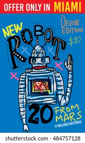 miami robot,t-shirt graphics,vectors