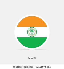 Miami round flag icon with shadow.