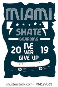 miami skateboarding,t-shirt print poster vector illustration