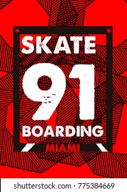 miami skateboarding,t-shirt print poster vector illustration