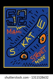 miami skate,t-shirt design vector illustration