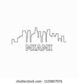 Miami skyline and landmarks silhouette black vector icon. Miami panorama. United States of America. USA