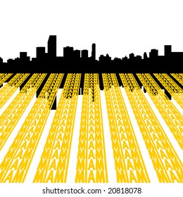 Miami Skyline reflektiert mit Textgrafik