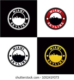 Miami Skyline Rounded Emblem Logo