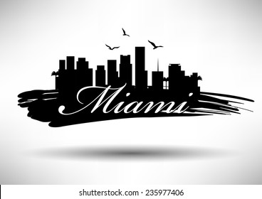 Miami Skyline with Typography Design