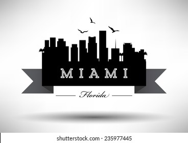 Miami Skyline with Typography Design