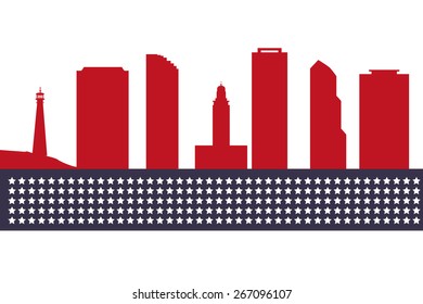 Miami Skyline with Typography Design