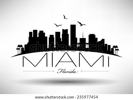 Miami Skyline with Typography Design